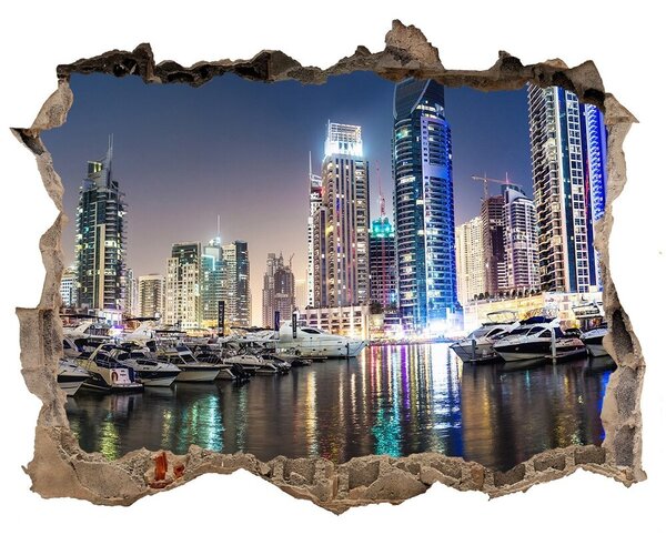 Fototapeta díra na zeď 3D Dubaj v noci nd-k-56151340