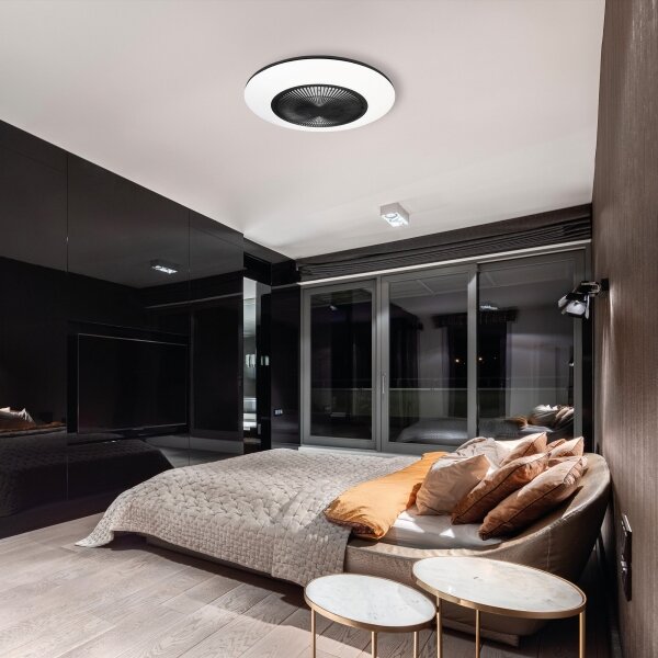 LED Stmievateľné stropné svietidlo s ventilátorom ARIA LED/38W/230V čierna/biela +DO