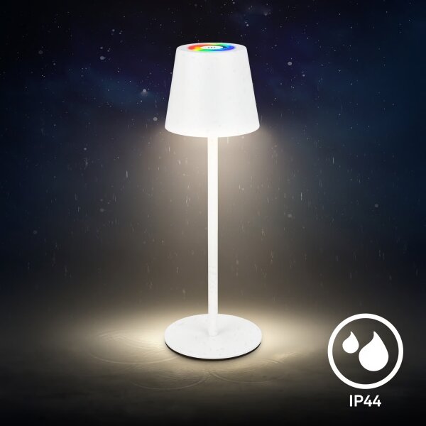 Briloner 7517016 - LED RGB stmievateľná stolová lampa CILANO 3W/5V IP44 2000 mAh biela