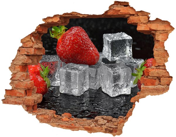 Nálepka fototapeta 3D výhľad Jahody s ľadom
