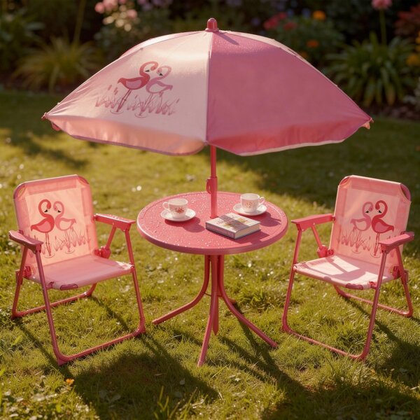 Detský set záhradného nábytku FLAMINGO ružový