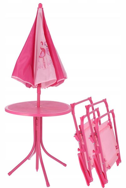 Detský set záhradného nábytku FLAMINGO ružový