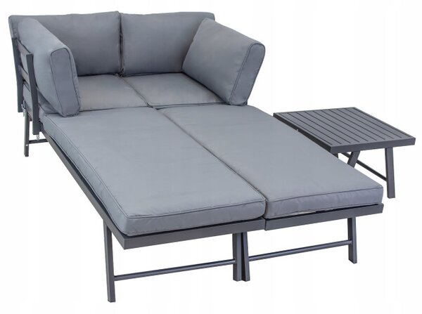 Set záhradného nábytku LOUNGEA sivý / čierny