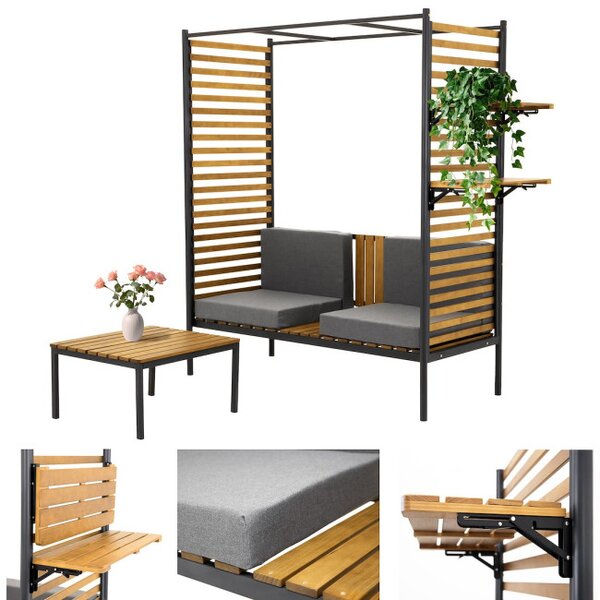 Záhradná pergola NOLA s lavičkou a stolíkom