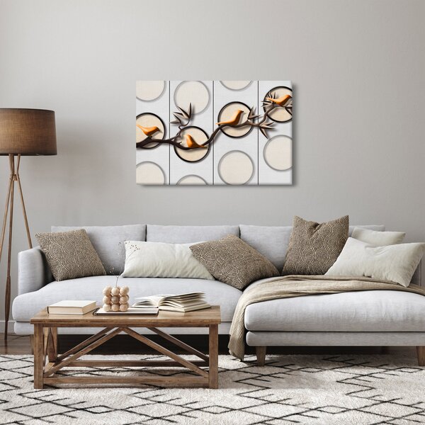 Umelecký obraz - Vtáčiky na vetve (90x60 cm)