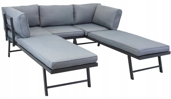 Set záhradného nábytku LOUNGEA sivý / čierny