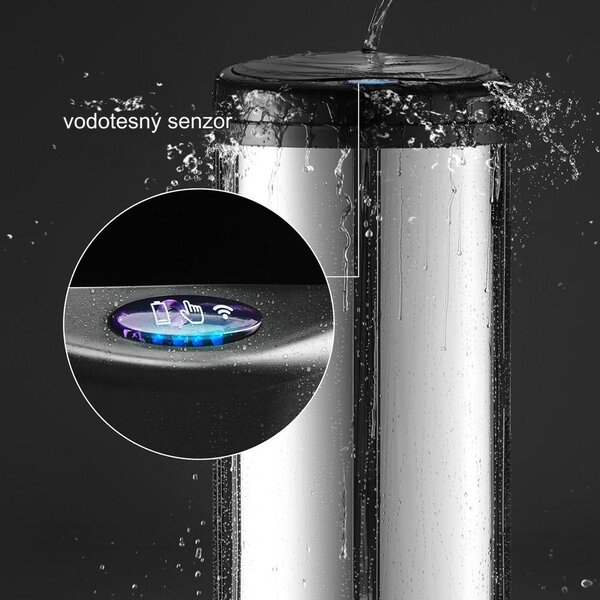 Bezdotykový odpadkový kôš s USB 40 L - strieborný