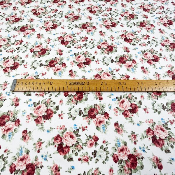 Ervi Bavlnená látka/plátno š.240cm - ružičky na bielom 10786, metráž