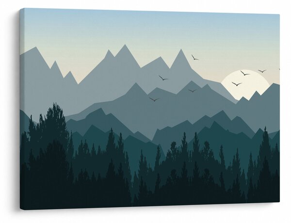 Obraz - Hory pohľadom grafika (70x50 cm)