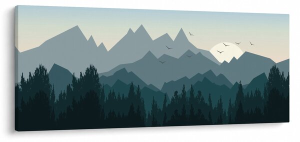 Obraz - Hory pohľadom grafika (120x50 cm)