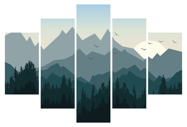 Obraz - Hory pohľadom grafika (150x105 cm)