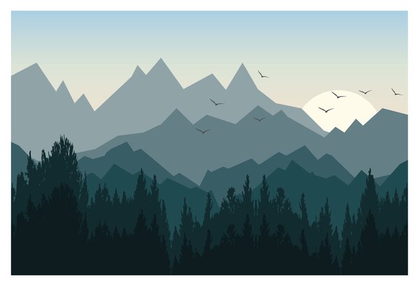 Obraz - Hory pohľadom grafika (90x60 cm)