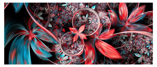 Abstraktný obraz exotických kvetov (120x50 cm)