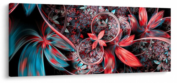 Abstraktný obraz exotických kvetov (120x50 cm)