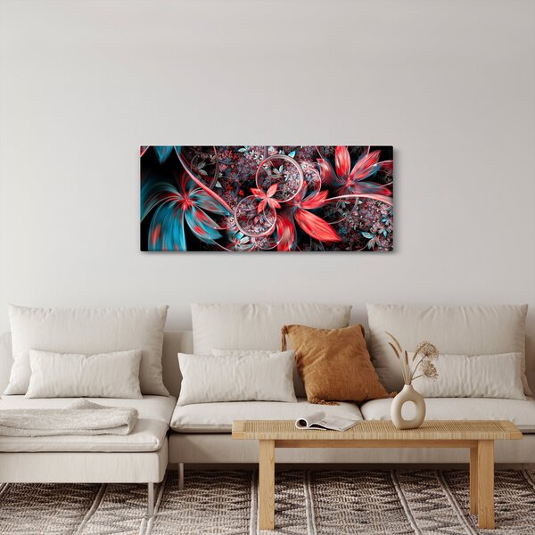 Abstraktný obraz exotických kvetov (120x50 cm)