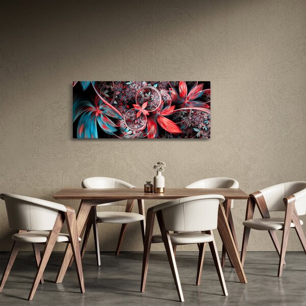 Abstraktný obraz exotických kvetov (120x50 cm)