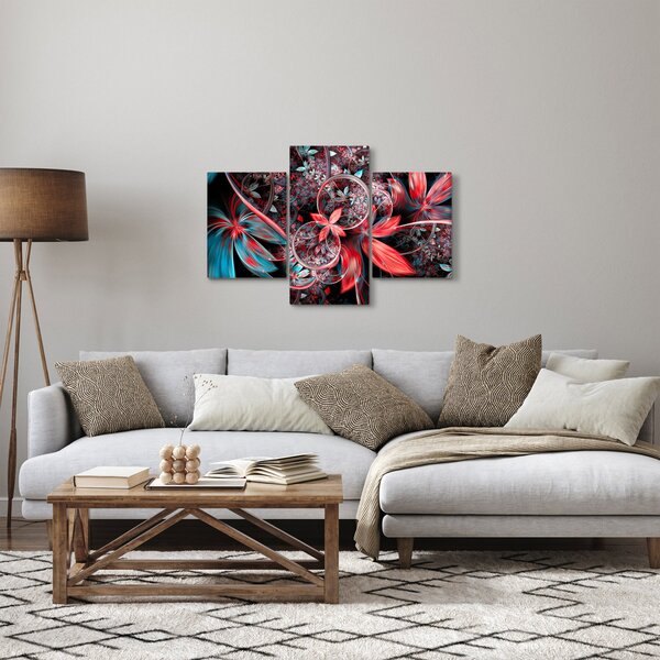 Abstraktný obraz exotických kvetov (90x60 cm)
