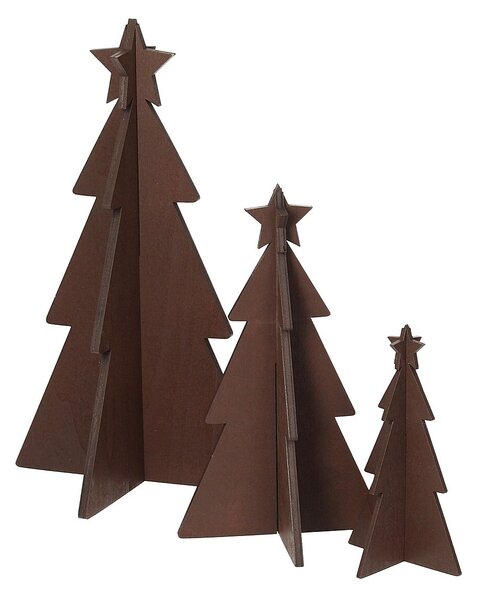 Dekorácia Rustic Trees 3 ks hnedá