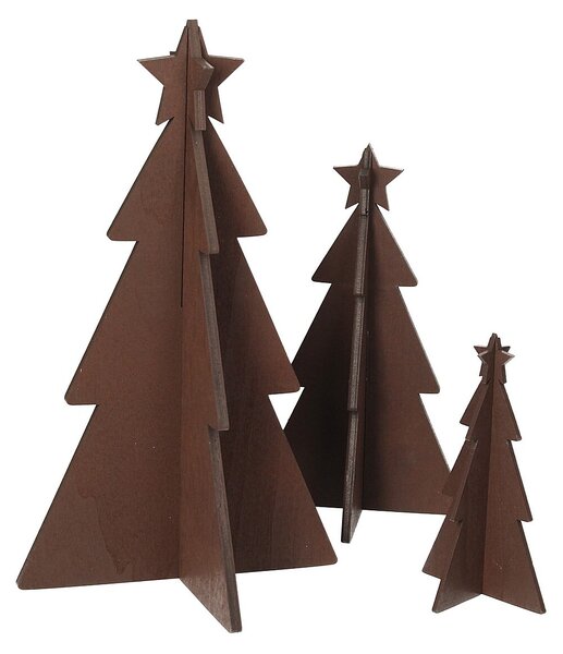Dekorácia Rustic Trees 3 ks hnedá