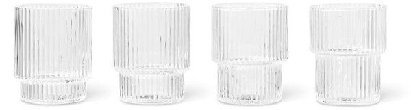 Ferm Living Poháriky na panáky Ripple set 4ks, clear