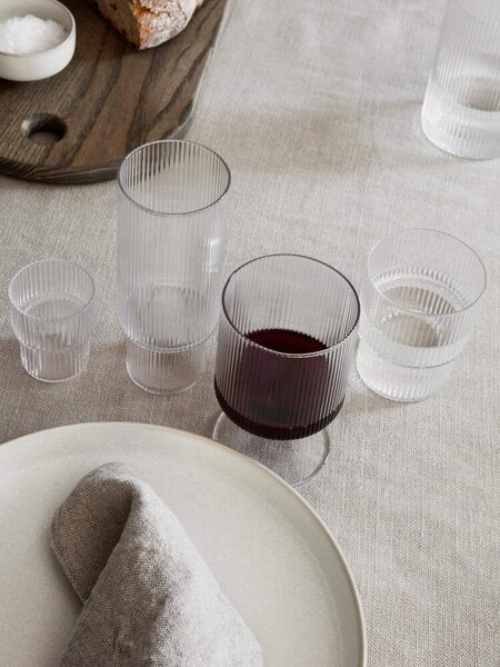 Ferm Living Poháriky na panáky Ripple set 4ks, clear