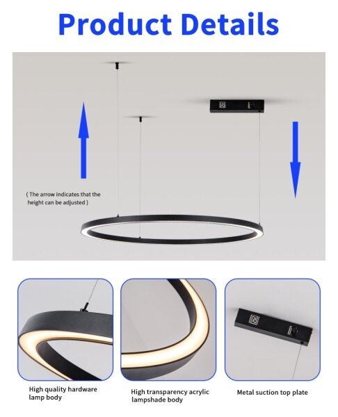 Immax NEO 07215L-LED Stmievateľný luster na lanku FINO 60W/230V 80cm čierna Tuya+DO