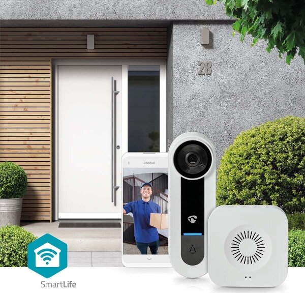 Nedis WIFICDP40CWT - Bezdrôtový videozvonček so senzorom Full HD 1536p Wi-Fi IP65