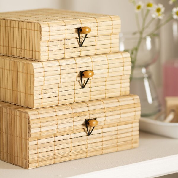 Bambusový úložný box – set 3 ks