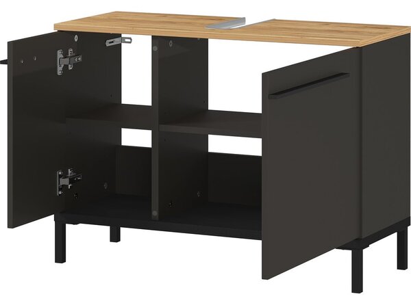 Tmavosivá skrinka pod umývadlo v dekore duba 80x59 cm Yonkers - Germania