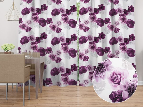 Biante Dekoračný záves PM-029 Veľké fialové kvety 145x240 cm