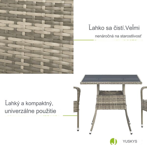 Ratanový stôl Yoro - šedá