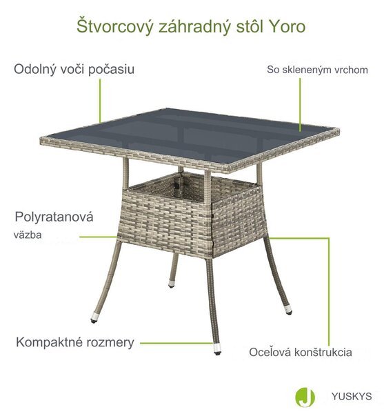 Ratanový stôl Yoro - šedá