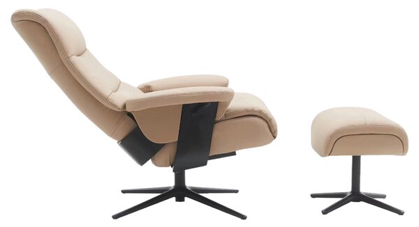 RELAXAČNÉ KRESLO S PODNOŽKOU, kov, textil, koža, čierna, taupe Xora - Kreslá