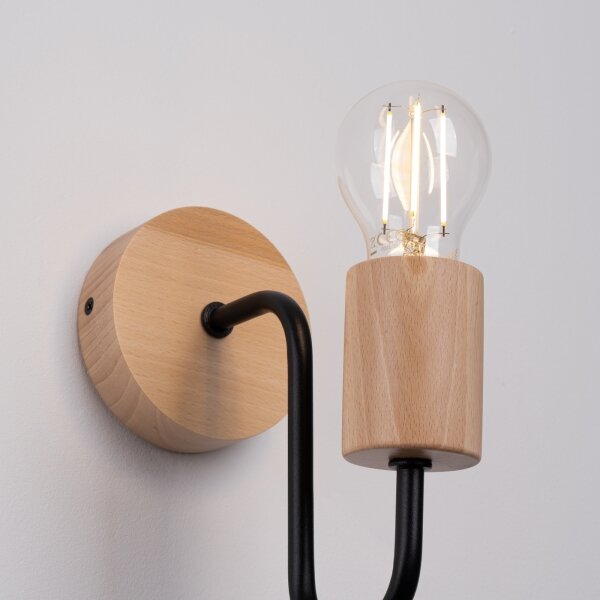 Sollux SL.1668 - Nástenná lampa TIMBO 1xE27/15W/230V čierna/béžová/buk