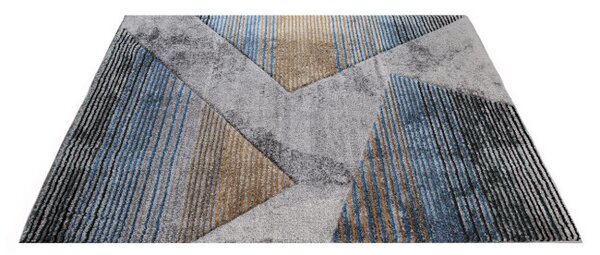 Koberec Diamond New 3D Geometria tyrkysovo - zlatý