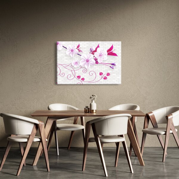 Obraz vetvičky s kvetmi (90x60 cm)