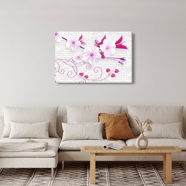 Obraz vetvičky s kvetmi (90x60 cm)