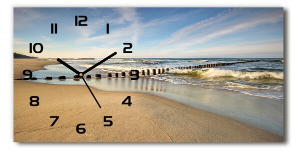 Vodorovné Sklenené hodiny na stenu Pláž Baltské more