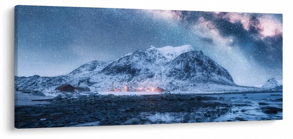 Obraz hôr s hviezdnou oblohou (120x50 cm)