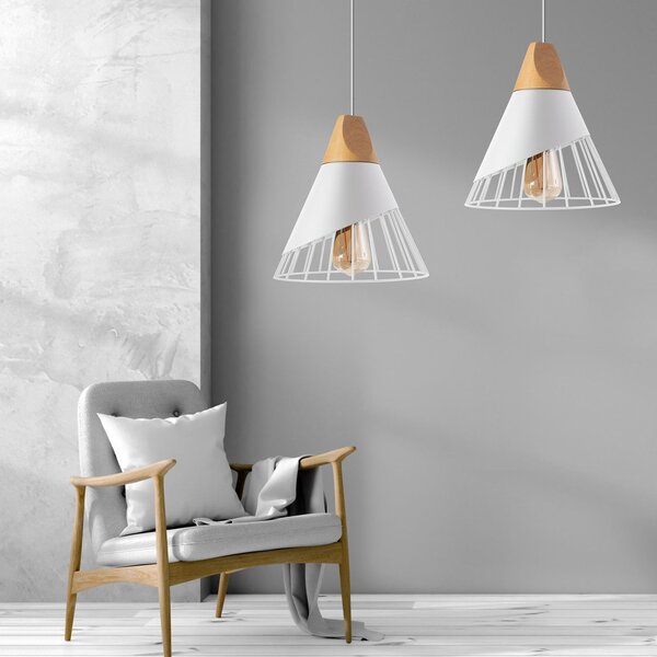 Toolight Toolight, závesná stropná lampa 1xE27 APP226-1CP, biela-hnedá, OSW-00893