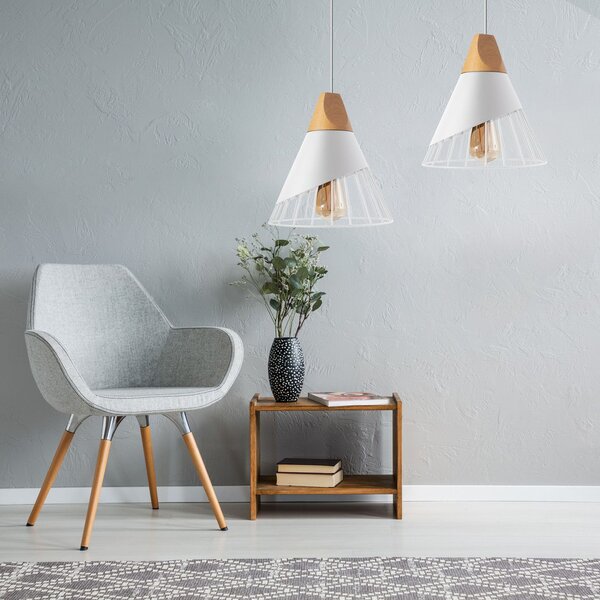 Toolight Toolight, závesná stropná lampa 1xE27 APP226-1CP, biela-hnedá, OSW-00893