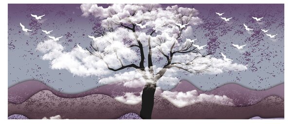 Obraz - Strom v oblakoch (120x50 cm)