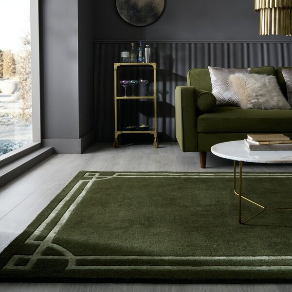 Tmavozelený ručne tkaný vlnený koberec 160x230 cm Gatsby – Flair Rugs