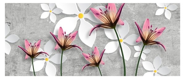 Obraz kvetinové abstrakcie (120x50 cm)