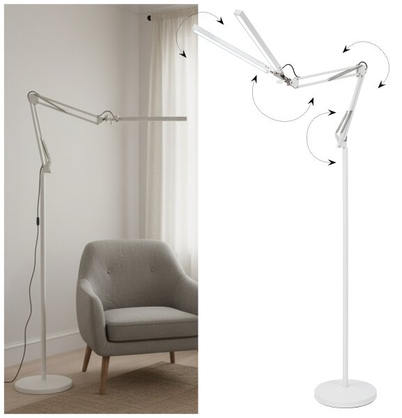 Brilagi - stmievateľná flexibilná stojaca lampa VARIO LED/14W/230V 157 cm biela