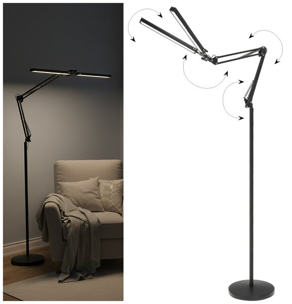 Brilagi - LED stmievateľná flexibilná stojacia lampa VARIO LED/14W/5V 157 cm čierna