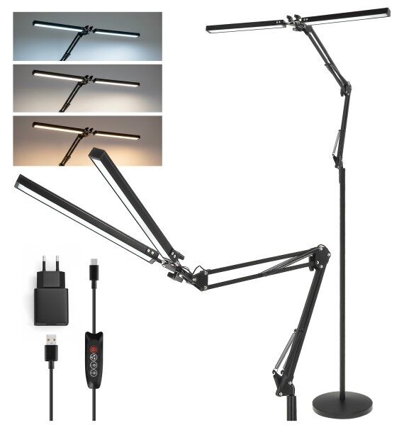 Brilagi - LED stmievateľná flexibilná stojacia lampa VARIO LED/14W/5V 157 cm čierna