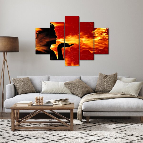Obraz zeny s plameňmi (150x105 cm)