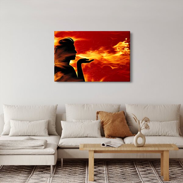 Obraz zeny s plameňmi (90x60 cm)