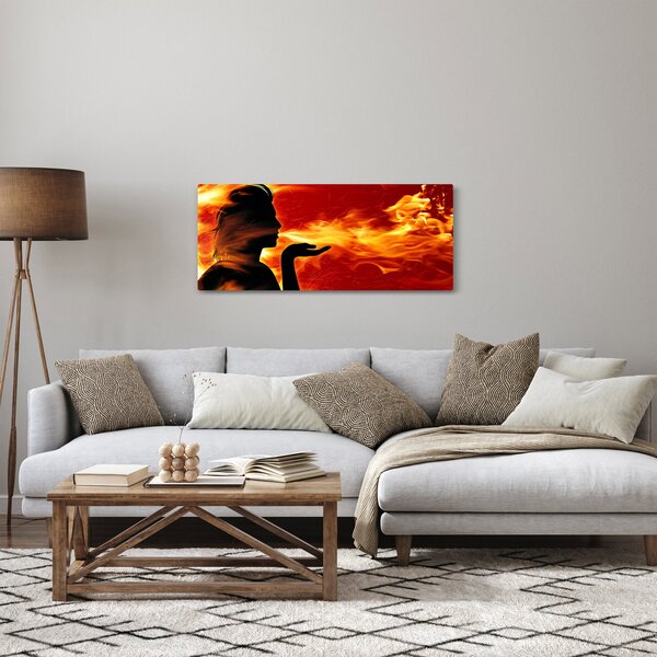 Obraz zeny s plameňmi (120x50 cm)